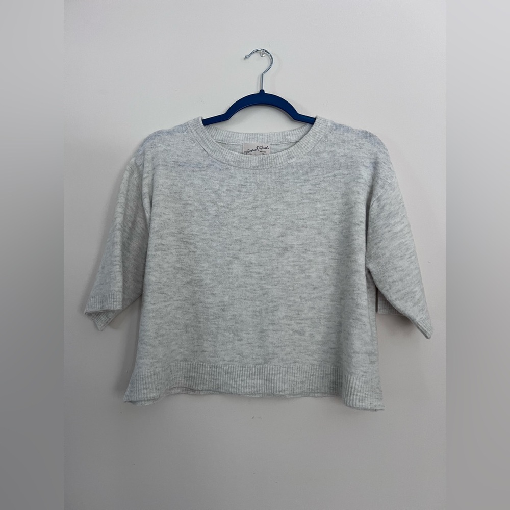 Universal Thread Light Gray Cozy Knit Cropped Swe… - image 1